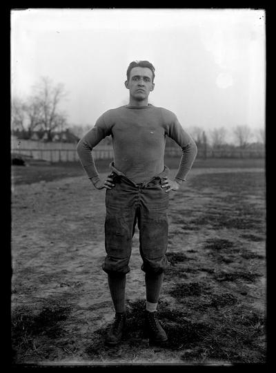 Football player on top of field