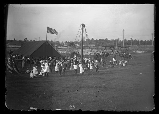 Celebration Day program, towards west, flag lowered on the ground