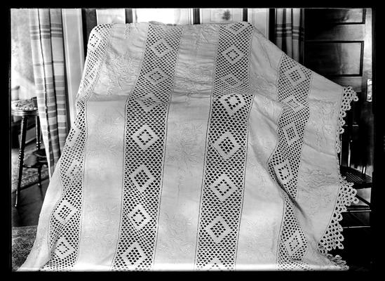 Bedspread, embroidered & crocheted