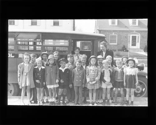 Elementary school students ready for a field trip