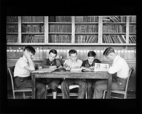 Junior High school students in library