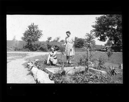 Student and teacher in rock garden