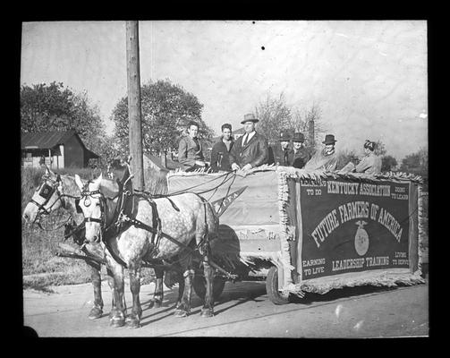 Future Farmers of America (F.F.A.) float entered in tobacco carnival parade in Lexington in 1939