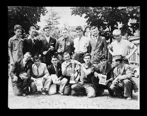 Group portrait of state-winning Fayette County Future Farmers of America (F.F.A.) Chapter in 1940