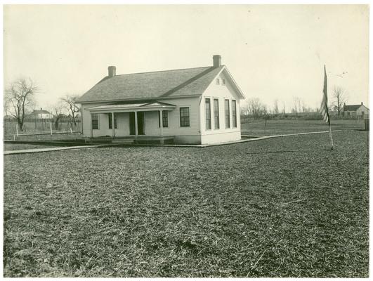 Exterior of the new Maddoxtown school house. Handwritten on verso, Maddoxtown Colored School. (Three copies)