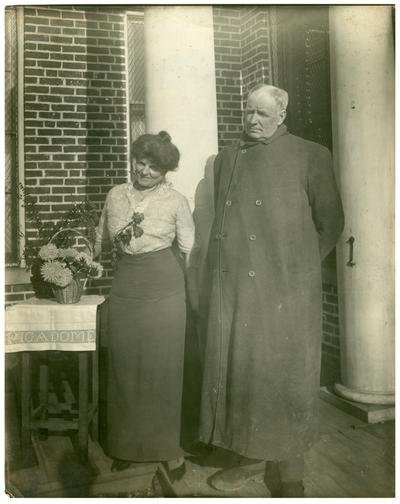 Portrait of Nannie Faulconer (1865?-1940) and Rev. Moore. Handwritten on verso, Rev. Mr. Moore a valued patron of Picadome School and Mrs. Nannie G. Faulconer Supt. Fayette County Schools. (Two copies)