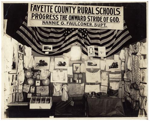 School exhibit of student's crafts and handiwork (Two copies)