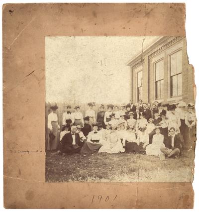Group portrait of the graduating class of 1901 with M.A. Cassidy