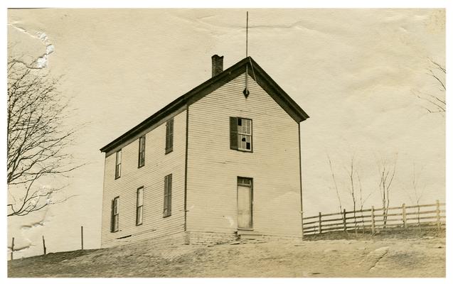 Exterior of a temporary school house on Cleveland Pike near Chilesburg