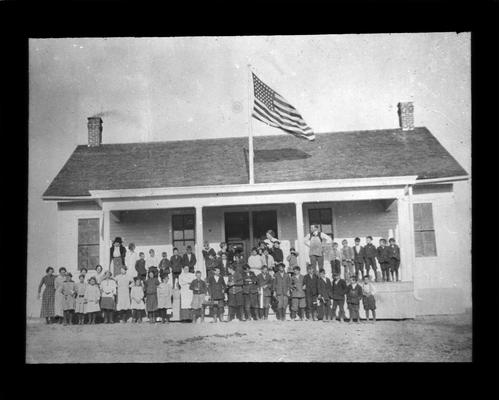 Students outside Rose Hill School, originally known as McCord School