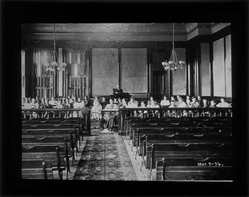 Students seated in courthouse for Eighth Grade Examination