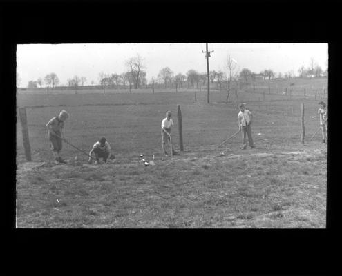 Students working in the garden