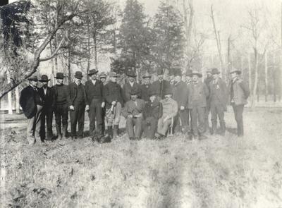 National Foxhunters Association - group photo; Leeland Hathaway, seated, center