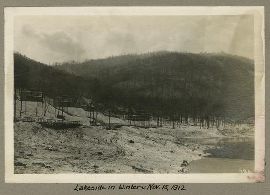 Title handwritten on photograph mounting: Lakeside in Winter