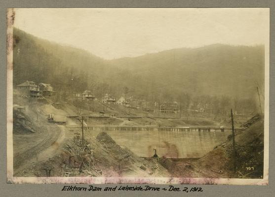 Title handwritten on photograph mounting: Elkhorn Dam and Lakeside Drive