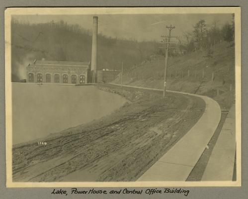 Title handwritten on photograph mounting: Lake, Power House, and Central Office Building