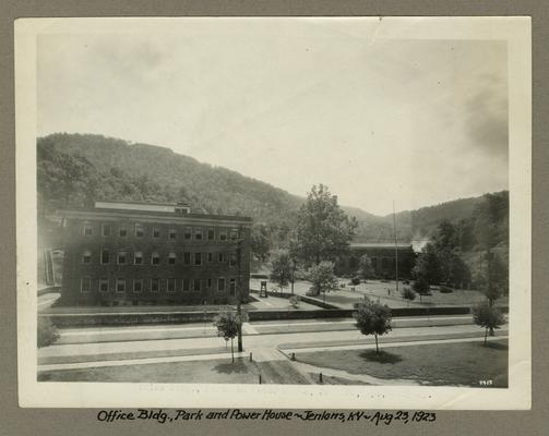 Title handwritten on photograph mounting: Office Building, Park and Power House--Jenkins, Kentucky