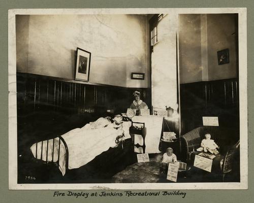 Title handwritten on photograph mounting: Fire Display at Jenkins Recreational Building