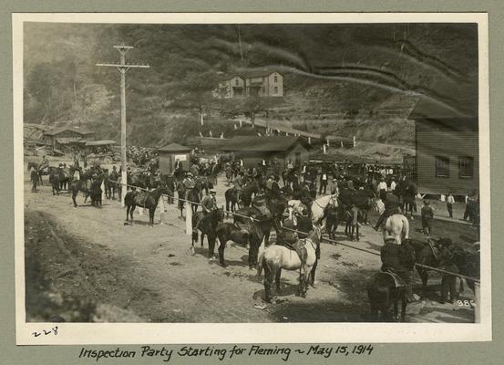 Title handwritten on photograph mounting: Inspection Party Starting for Fleming