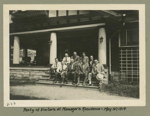 Title handwritten on photograph mounting: Party of Visitors at Manager's Residence