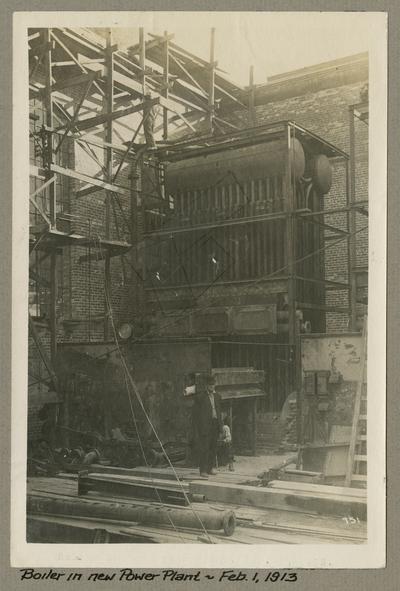 Title handwritten on photograph mounting: Boiler in New Power Plant