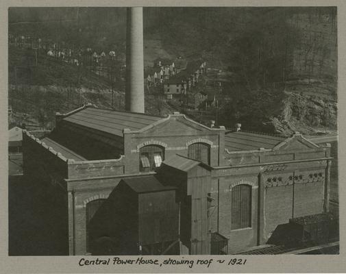 Title handwritten on photograph mounting: Central Power House, showing roof
