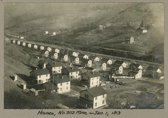 Title handwritten on photograph mounting: Houses, No. 202 Mine
