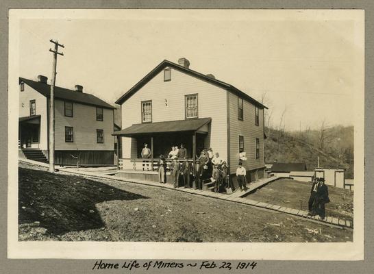 Title handwritten on photograph mounting: Home Life of Miners