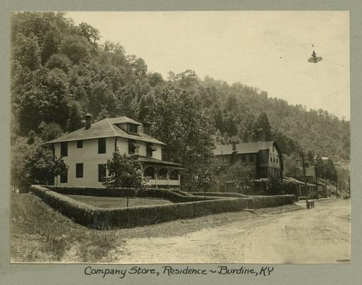 Title handwritten on photograph mounting: Company Store, Residence--Burdine, KY