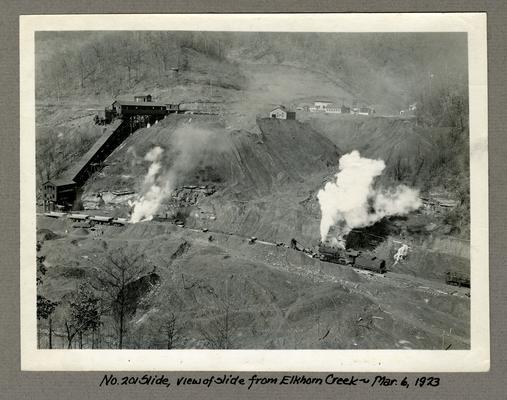Title handwritten on photograph mounting: No. 201 Slide, view of slide from Elkhorn Creek