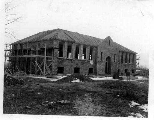 New Columbus School under construction by the WPA