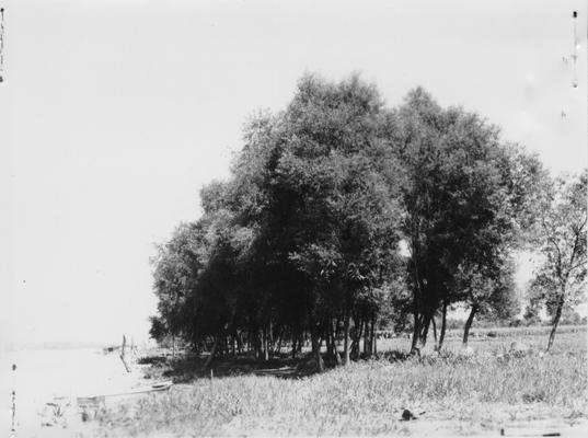 Project #110 District 6: Construction of Boat Harbor, Louisville, KY on Ohio River. Project will include floating docks, slips, motor posts and a comfort station. It will be a great improvement to the community as there are no facilities of this nature at present in or around Louisville and pleasure craft are scattered up and down the Ohio River. View, near the water's edge shortly after the project was started, taken September 20, 1935