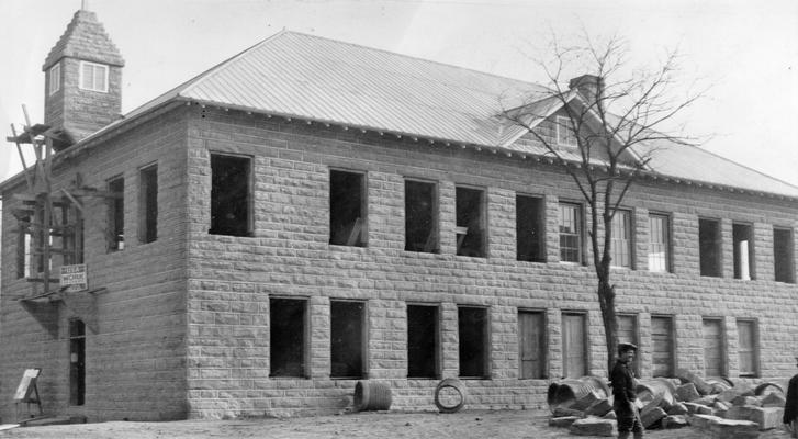 Project #729 District 5: Project #729 is the construction of a public library building in Ashland, KY. Outside walls are of native stone. Front view of Ashland Public Library, photographed December 16, 1936