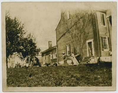 Miss Katherine Helm and Miss Dee at Helm Place - circa 1912 (verso)