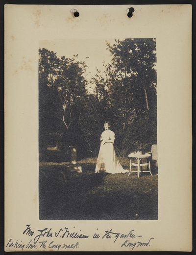 Mrs. John S. Williams in the garden- Longwood, Looking down the long walk