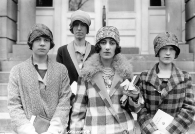 Unidentified high school students from Jenkins, Kentucky visiting the University, standing in front of Miller Hall