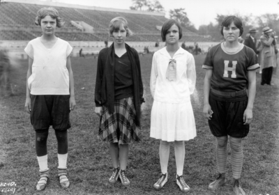 4-H Students from a Kentucky rural school during Rural School Week, girl's Relay team,  Stoll Field