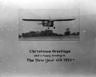 Christmas card with Nollau airplane photograph: 