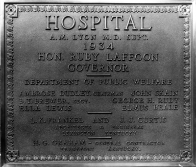 Plaque at Eastern State Hospital, 