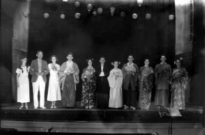 Mikado -- performers aligned on stage