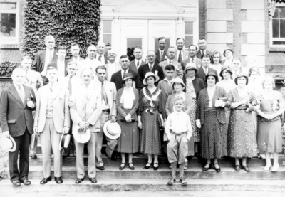 Class of 1907 at reunion in front of the Administration Building