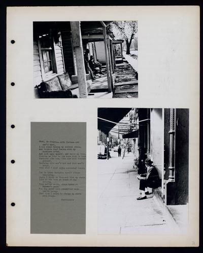 Group of African-American men sitting on porch, possibly along Kenton Street, Man sitting on stoop
                            When, in disgrace with fortune and men's eyes... Shakespeare