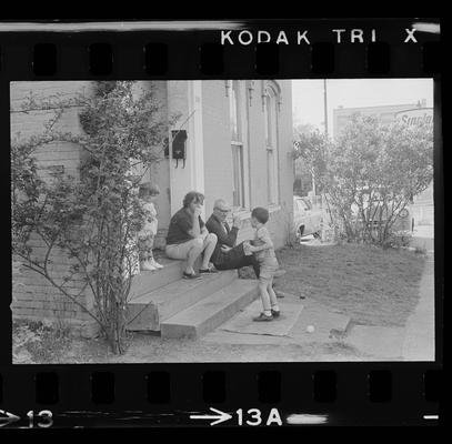 Elderly man porch