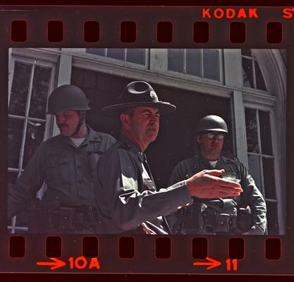 Soldiers and people in front of Buell Armory