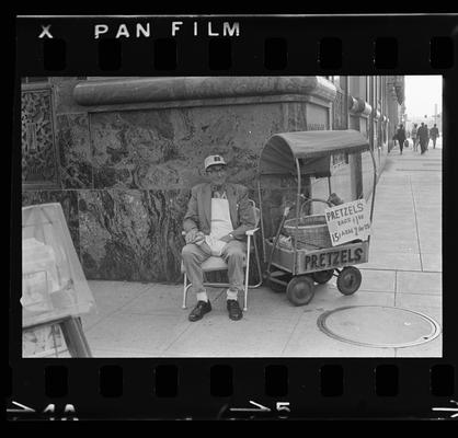 Man selling pretzels, Two strikers against Bell Systems, A girl