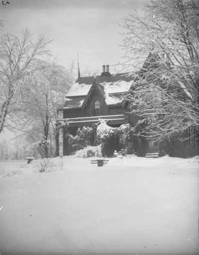 a house covered in snow