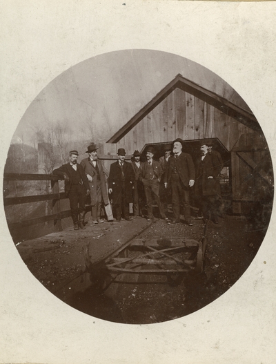 Unidentified men of the Chicago and Grand Rapids party at the Pineville mine in Pineville, Kentucky