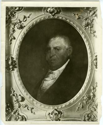 Colonel Isaac Shelby (1750-1826), first Governor of Kentucky; reproduction of portrait by Matthew Jouett;                              Portrait of Gov. Isaac Shelby, by Jouett, owned by John J. Shelby, of Lexington. noted on back image