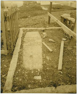 Grave of General Evan Shelby (1719-1794);                              Bristol, Tennessee. Second location of Gen. Evan Shelby casket removed from here to new location noted on back photo