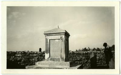 Governor Isaac Shelby's grave at Traveler's Rest;                              Taken Sunday, May 15th, 1938 noted on back photo